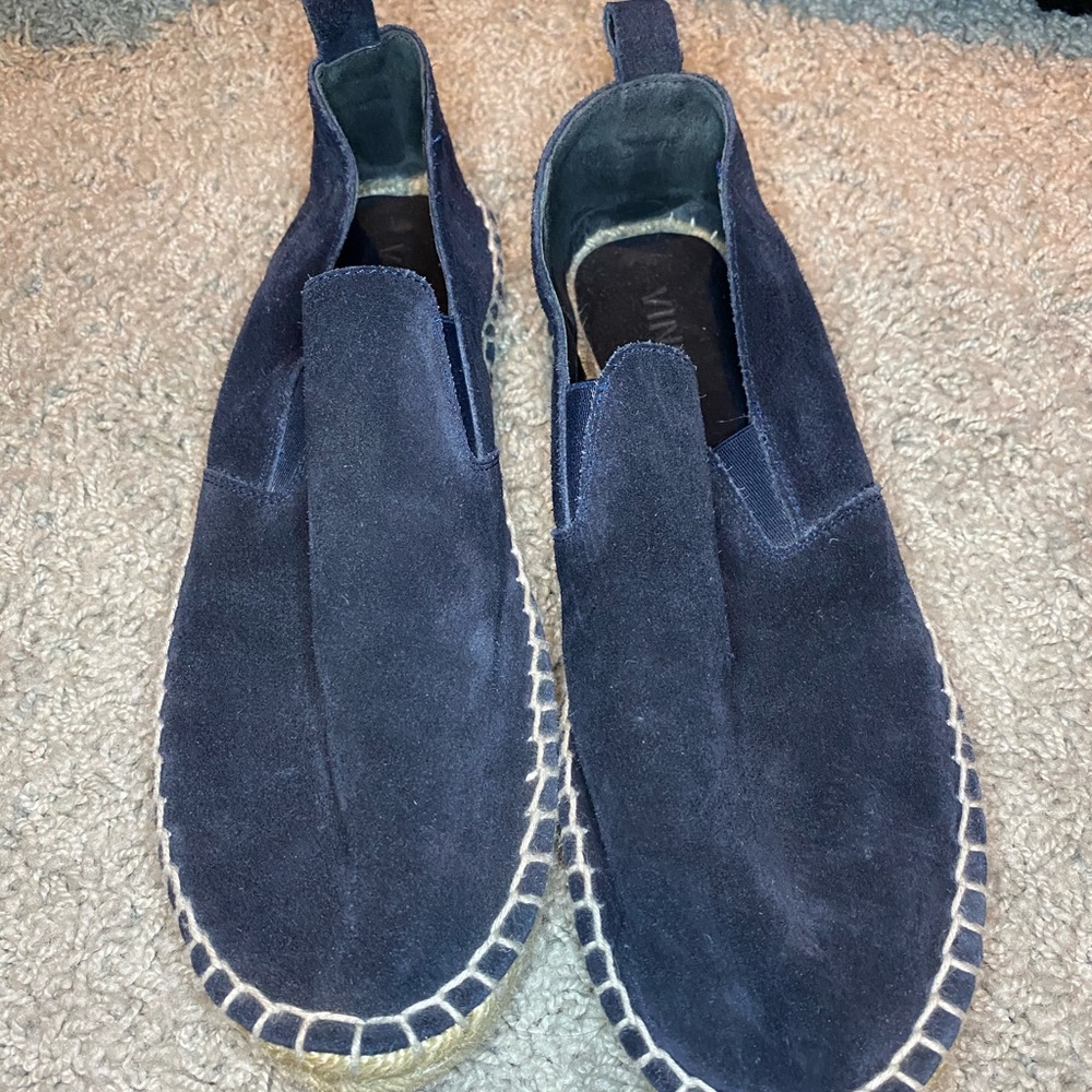 Vince Navy Suede Moccasins